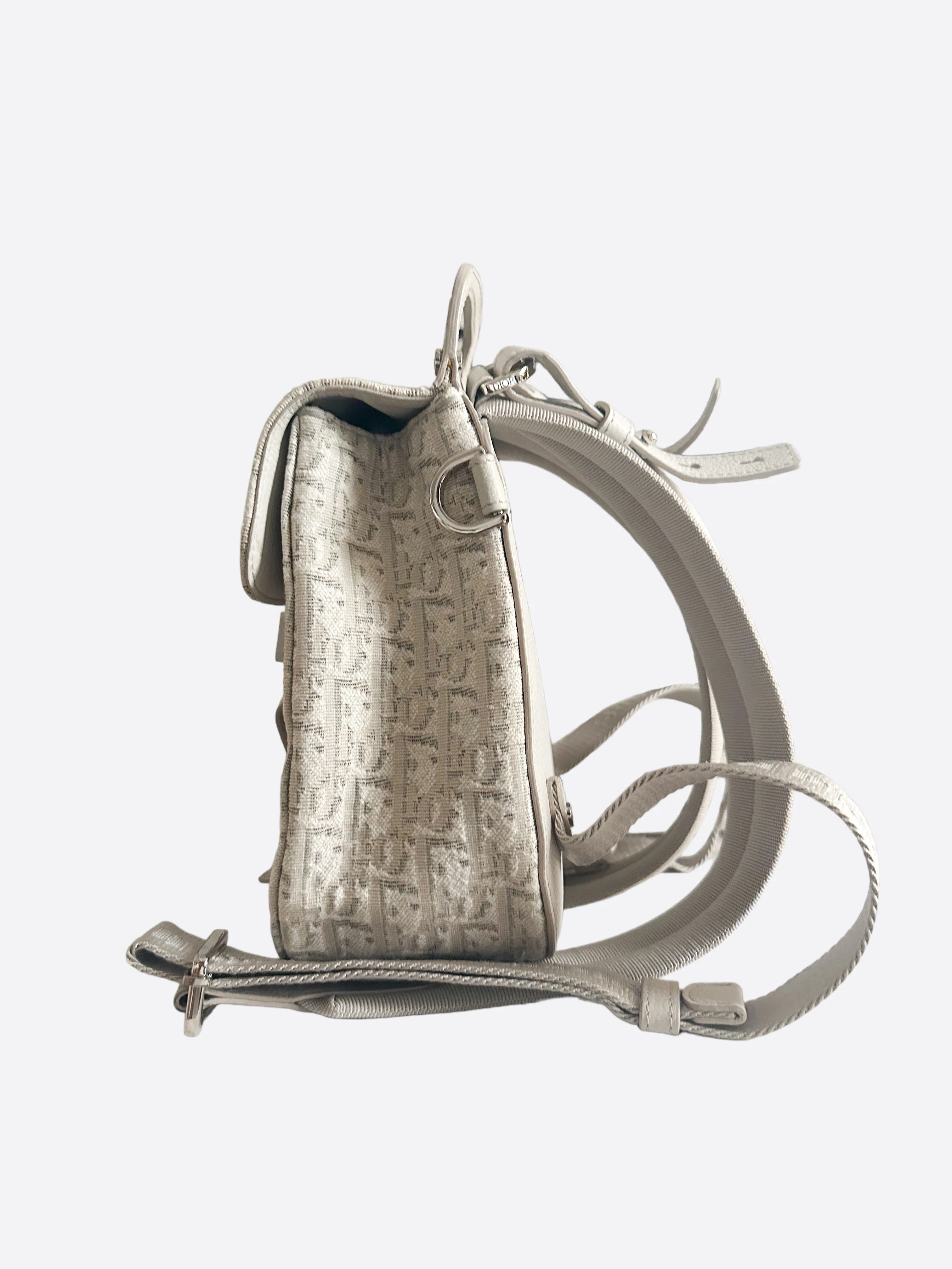 Dior White Oblique Mini Saddle Backpack