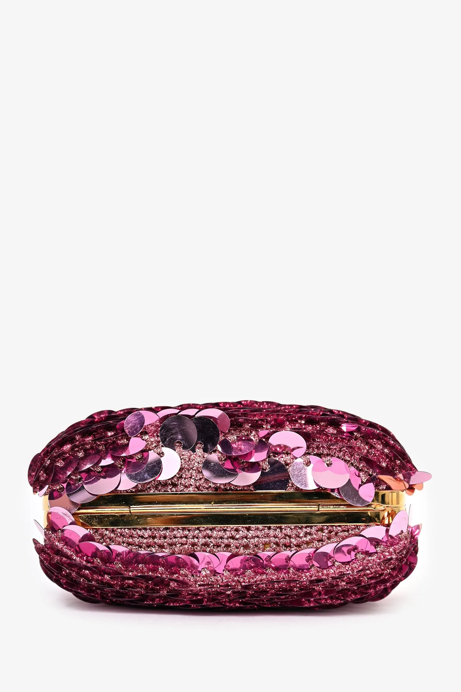 Dolce & Gabbana Pink Sequin Clutch with Gold Chain