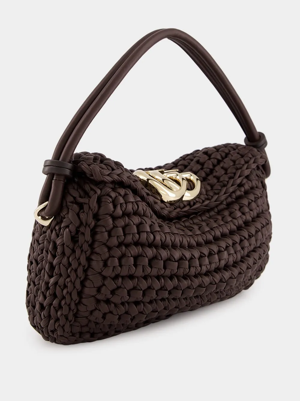 Double G Brown Small Top Handle Bag