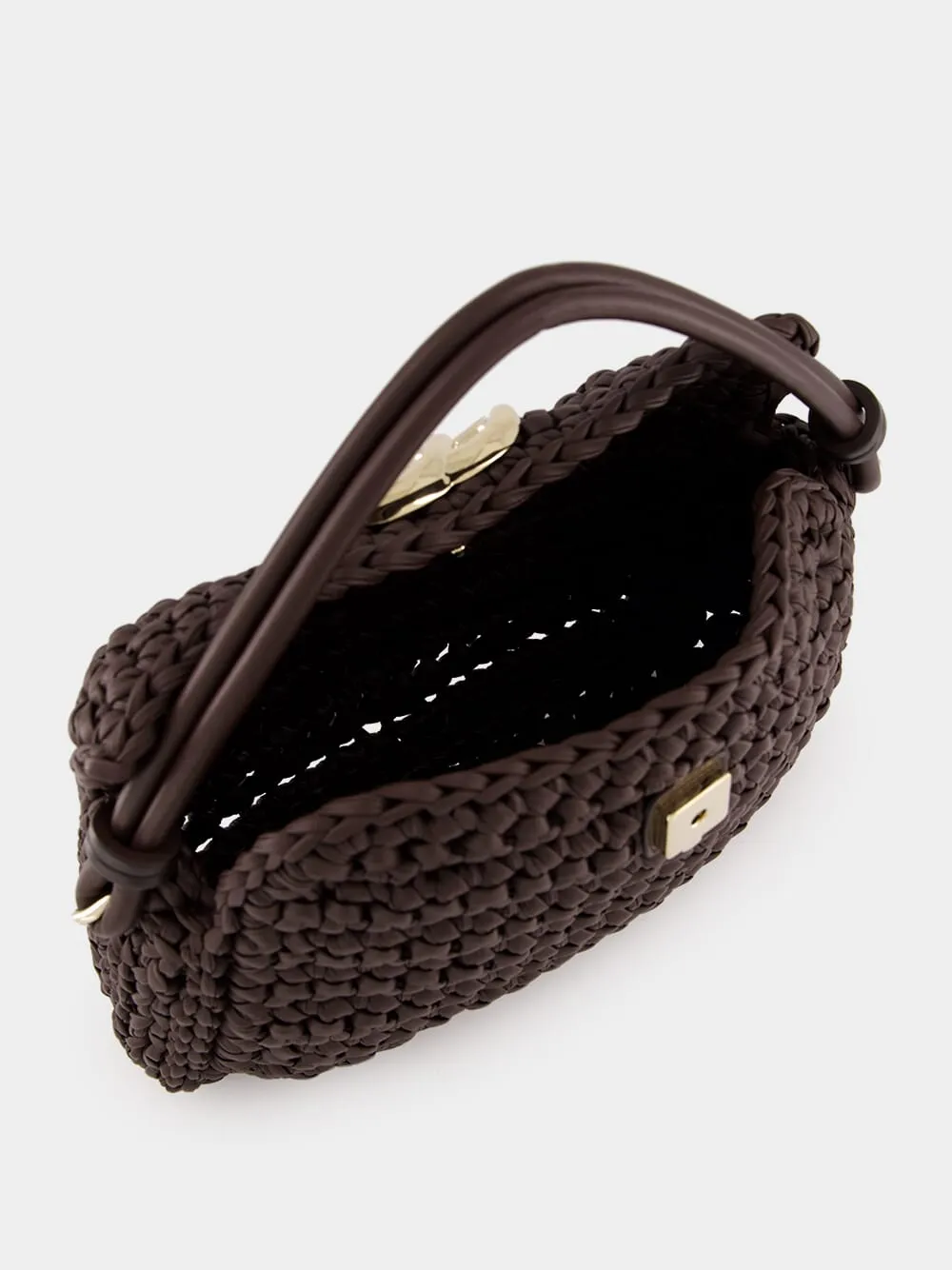 Double G Brown Small Top Handle Bag