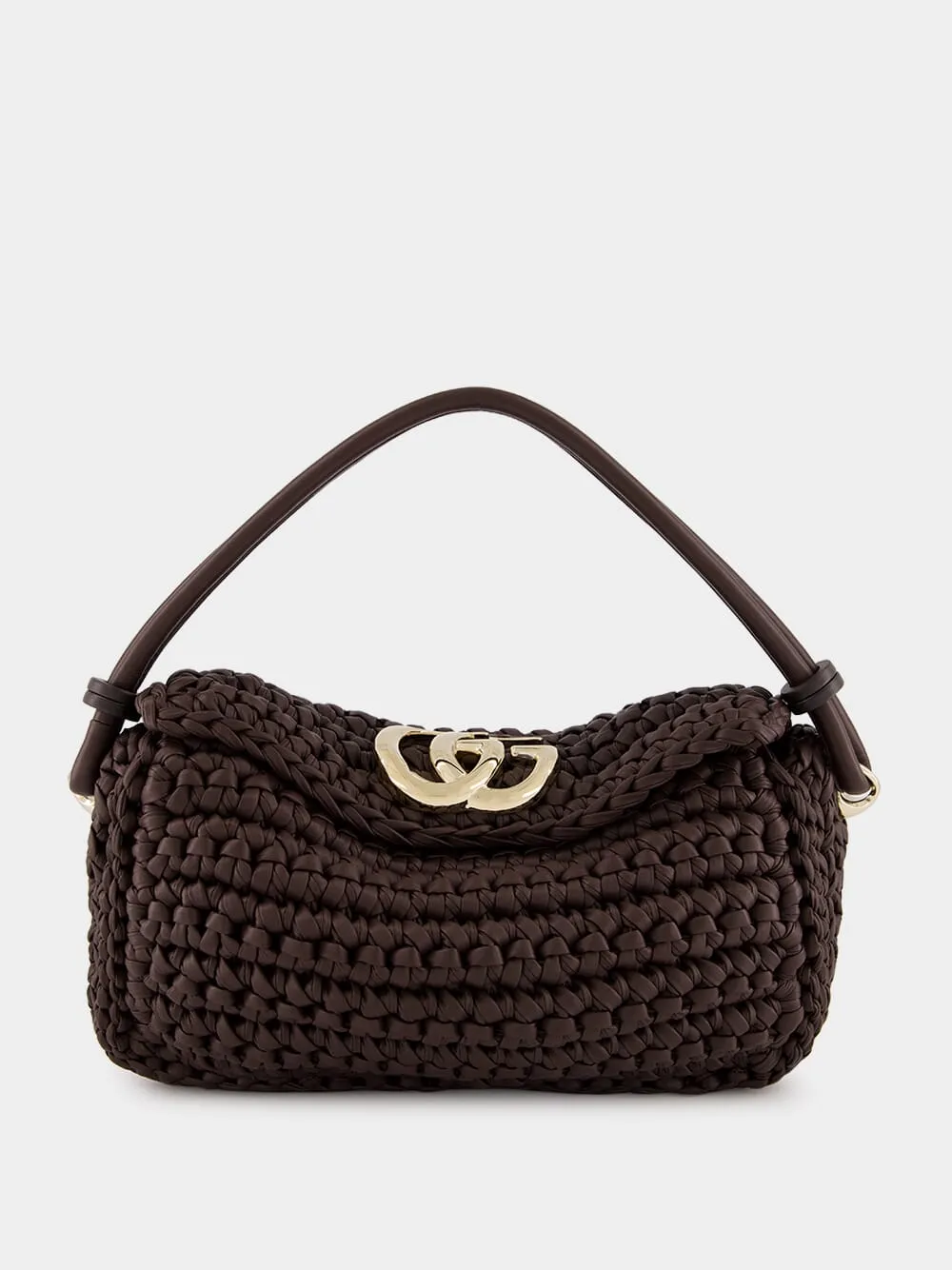 Double G Brown Small Top Handle Bag