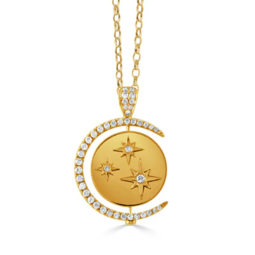 Doves 18k Gold Reversible Celestial Necklace with Diamonds 