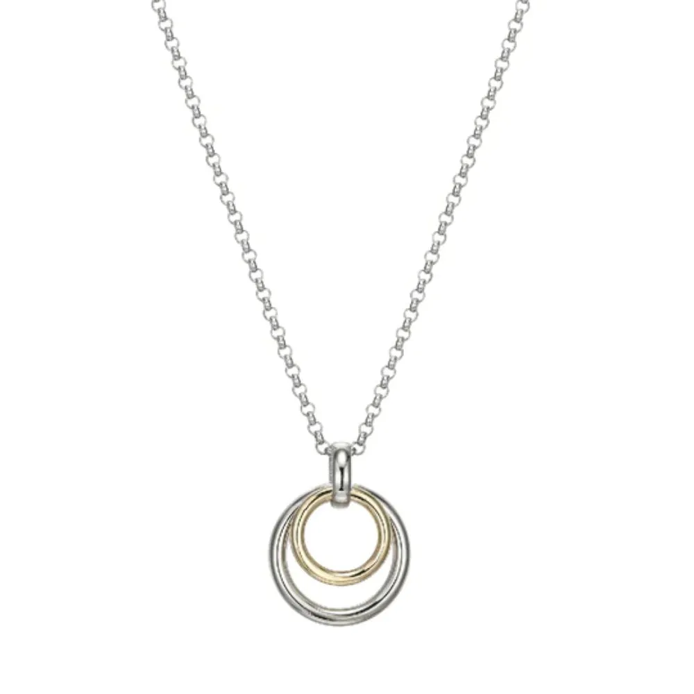 Elle "Simpatico" Double Circle Drop Pendant Necklace 