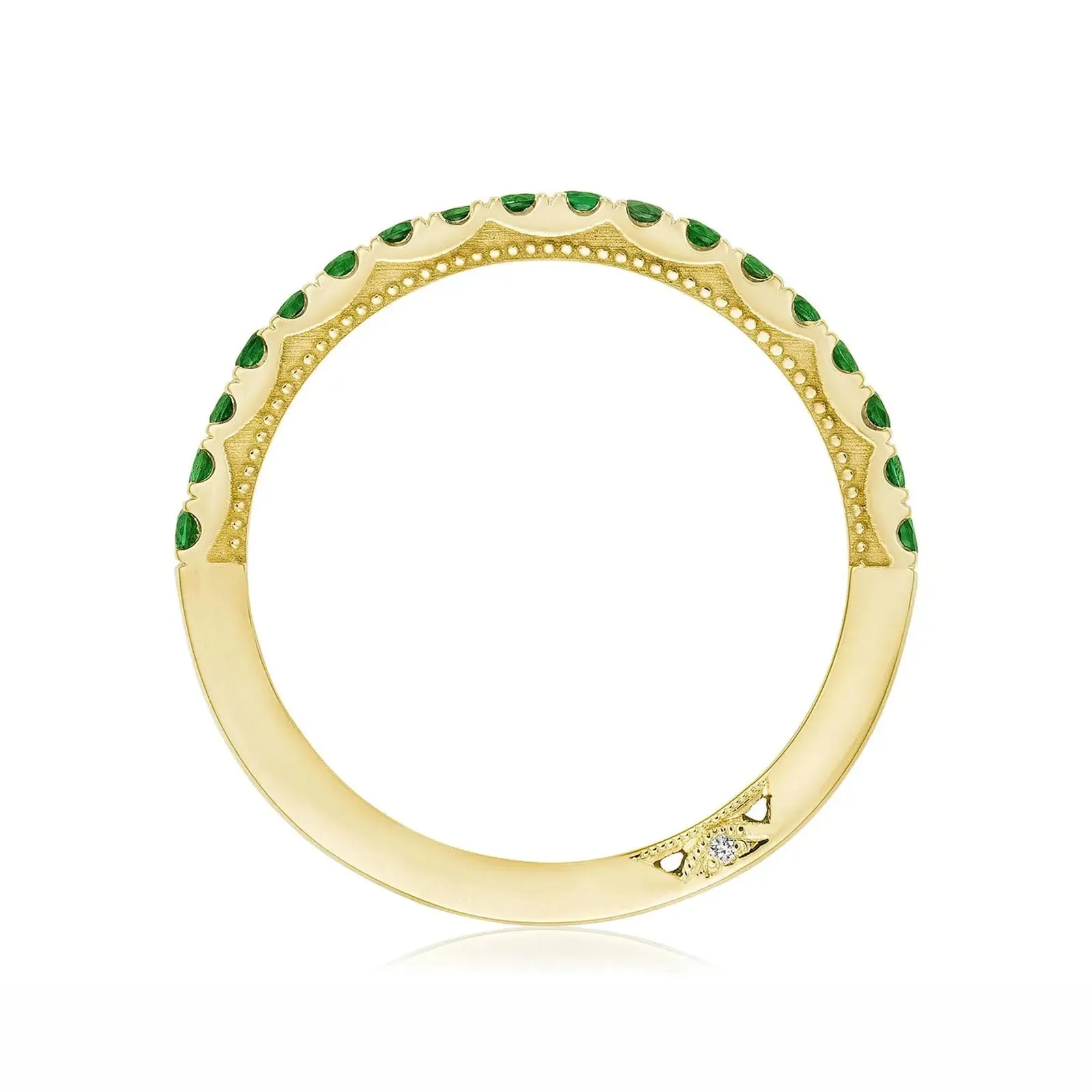 Emerald Sculpted Crescent Band