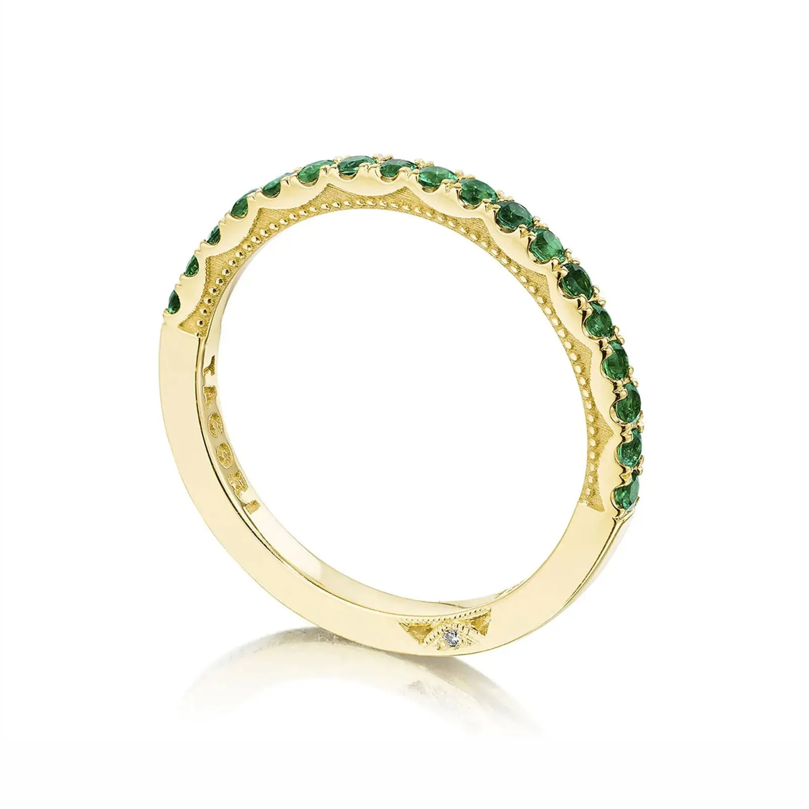 Emerald Sculpted Crescent Band