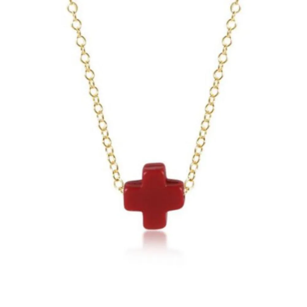 enewton 16" Necklace Gold - Signature Cross Red 