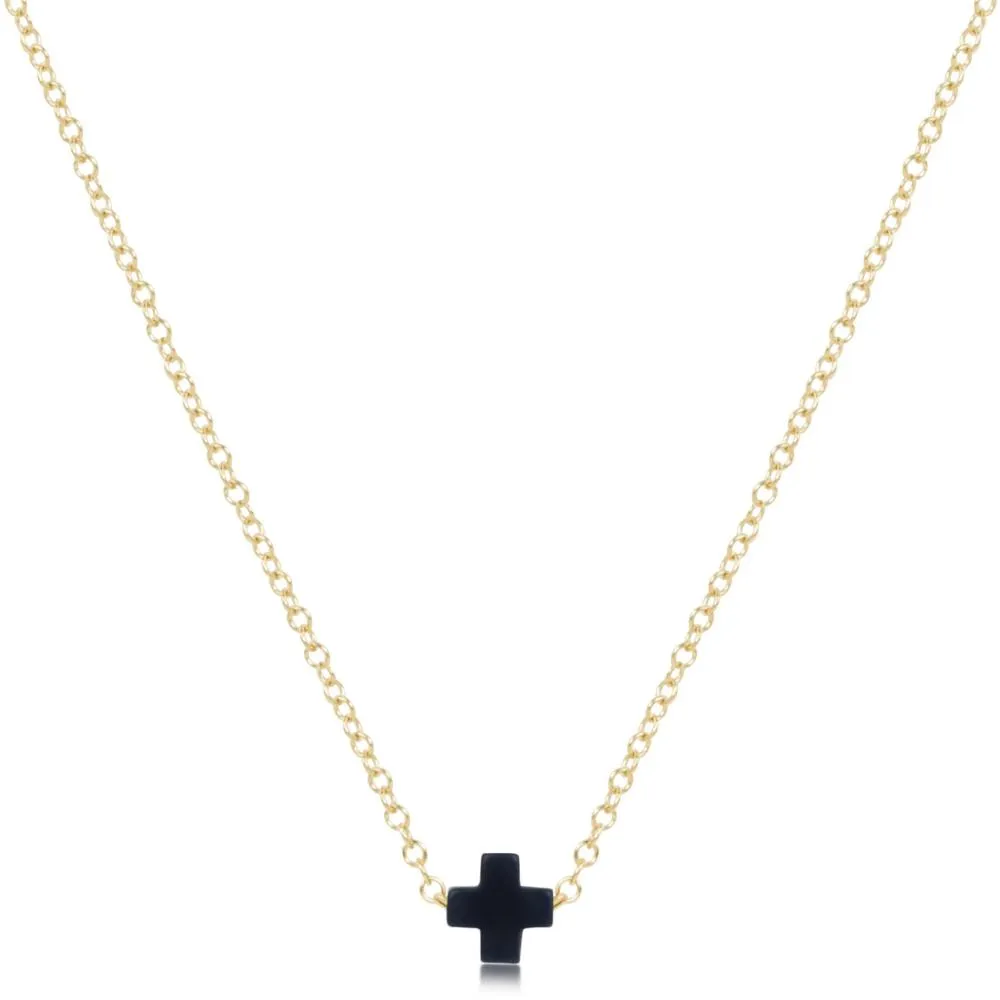 enewton 16" Necklace Gold - Signature Cross Small Charm - Navy 