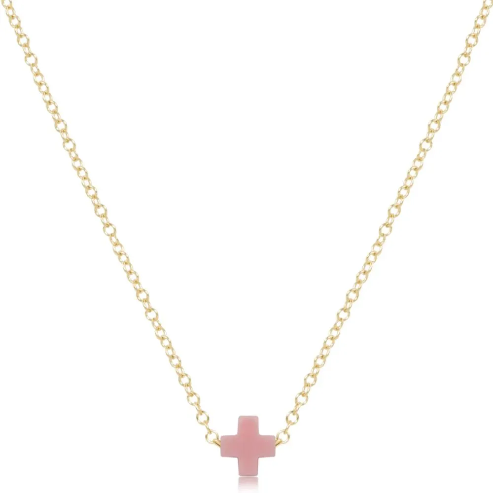 enewton 16" Necklace Gold - Signature Cross Small Charm - Pink 