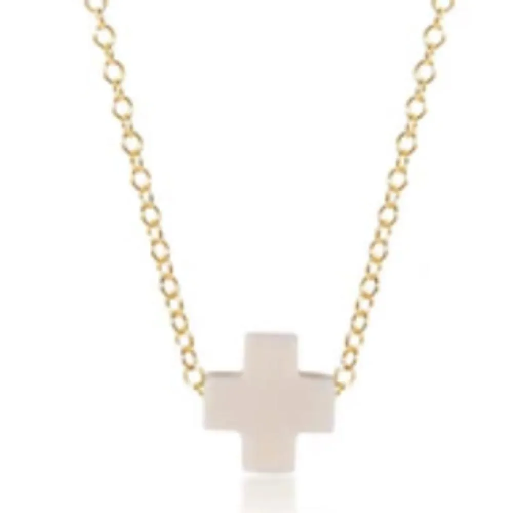 enewton egirl 14" Necklace Gold - Signature Cross Off White 