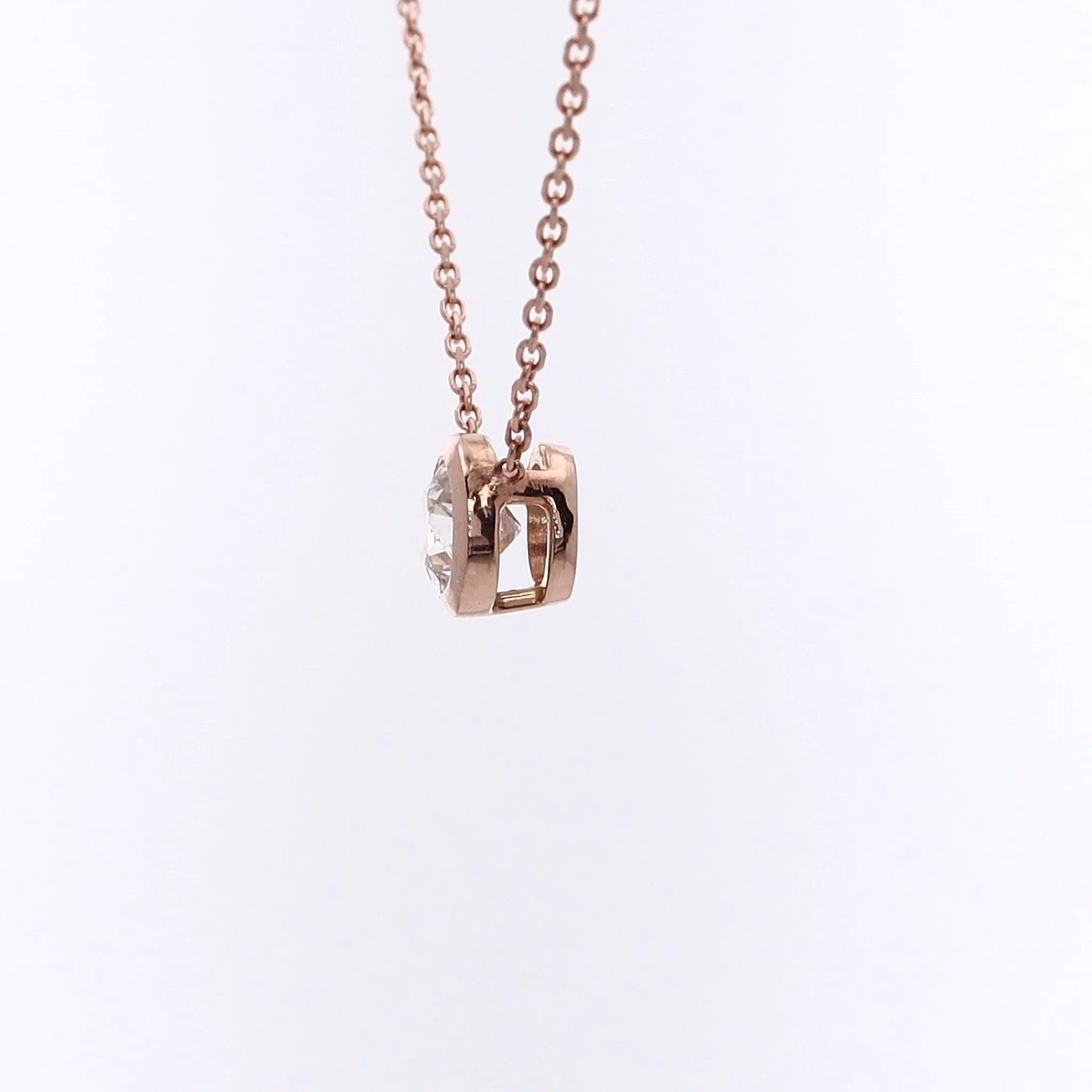 Estate 14 Karat Rose Gold Diamond Pendant Necklace