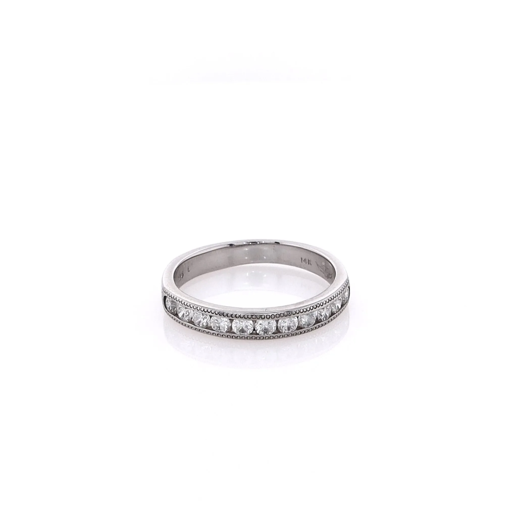 Estate 14 Karat White Gold Diamond Wedding Band 