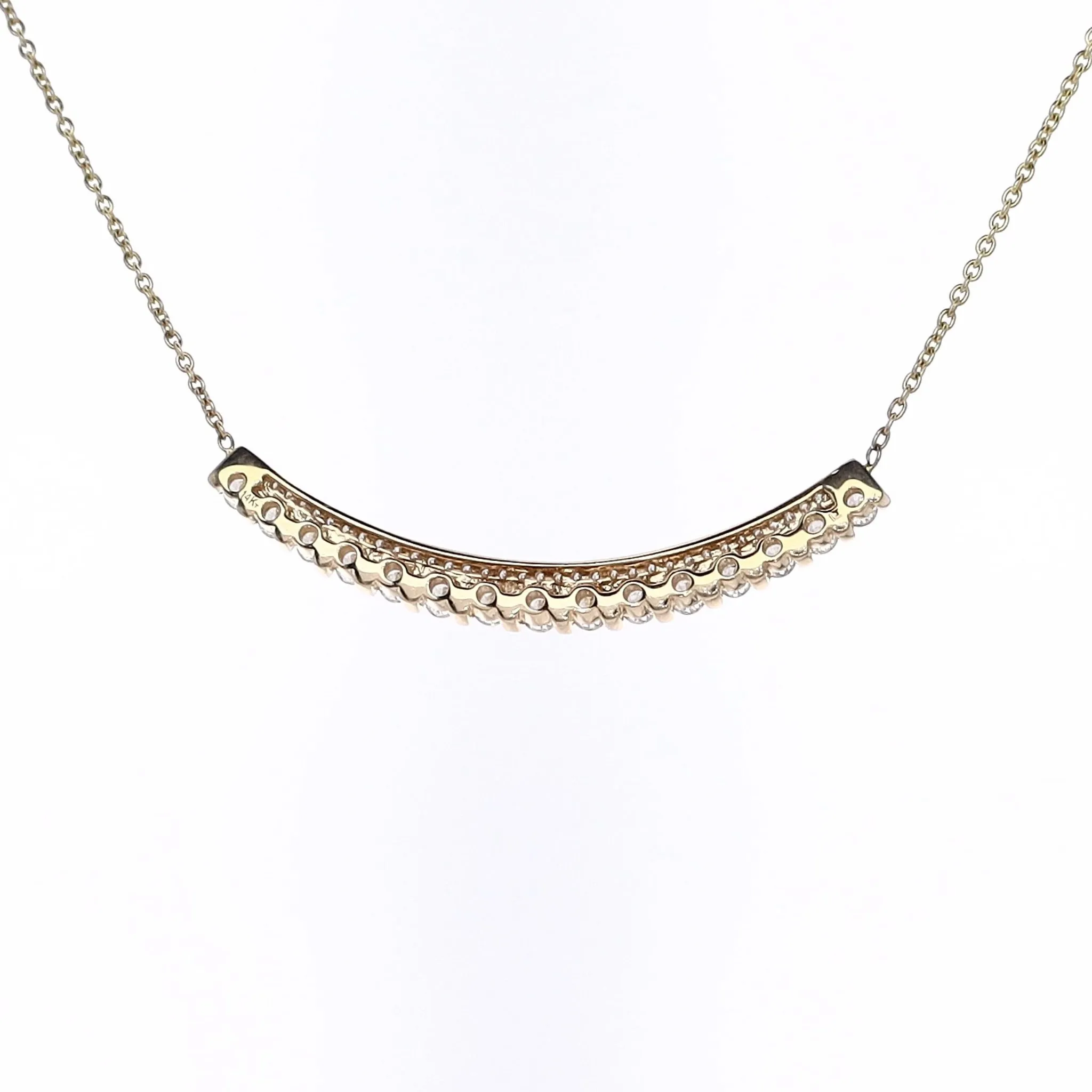 Estate 14 Karat Yellow Gold Adjustable "Smile" Diamond Necklace