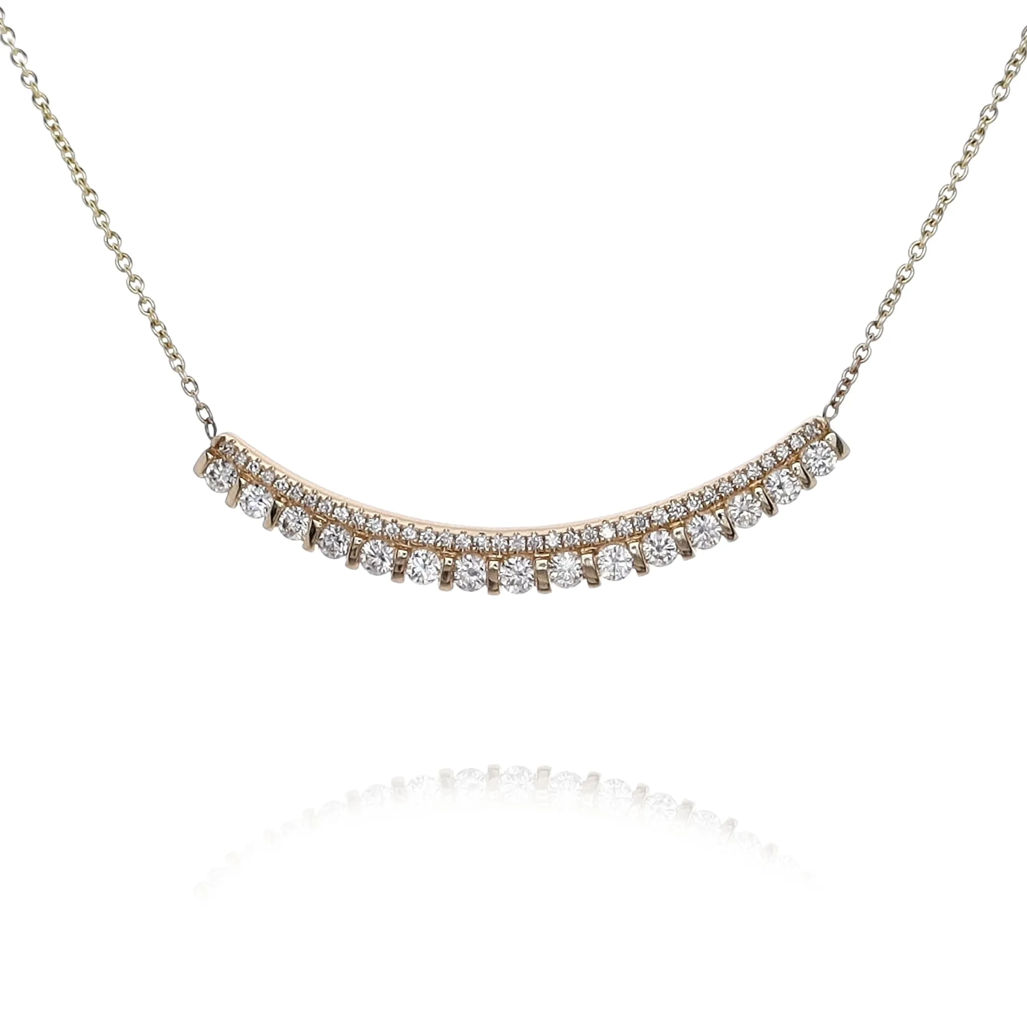 Estate 14 Karat Yellow Gold Adjustable "Smile" Diamond Necklace 