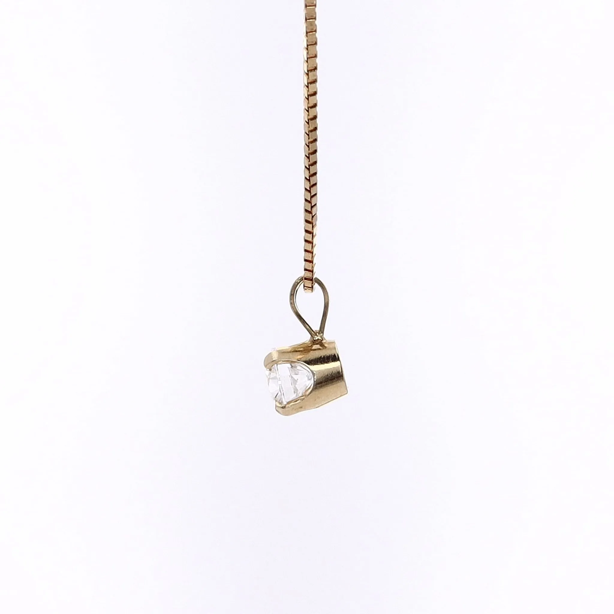 Estate 14 Karat Yellow Gold Pendant Solitaire D1.08ct EI1 4 Prong 17" Box Link Chain
