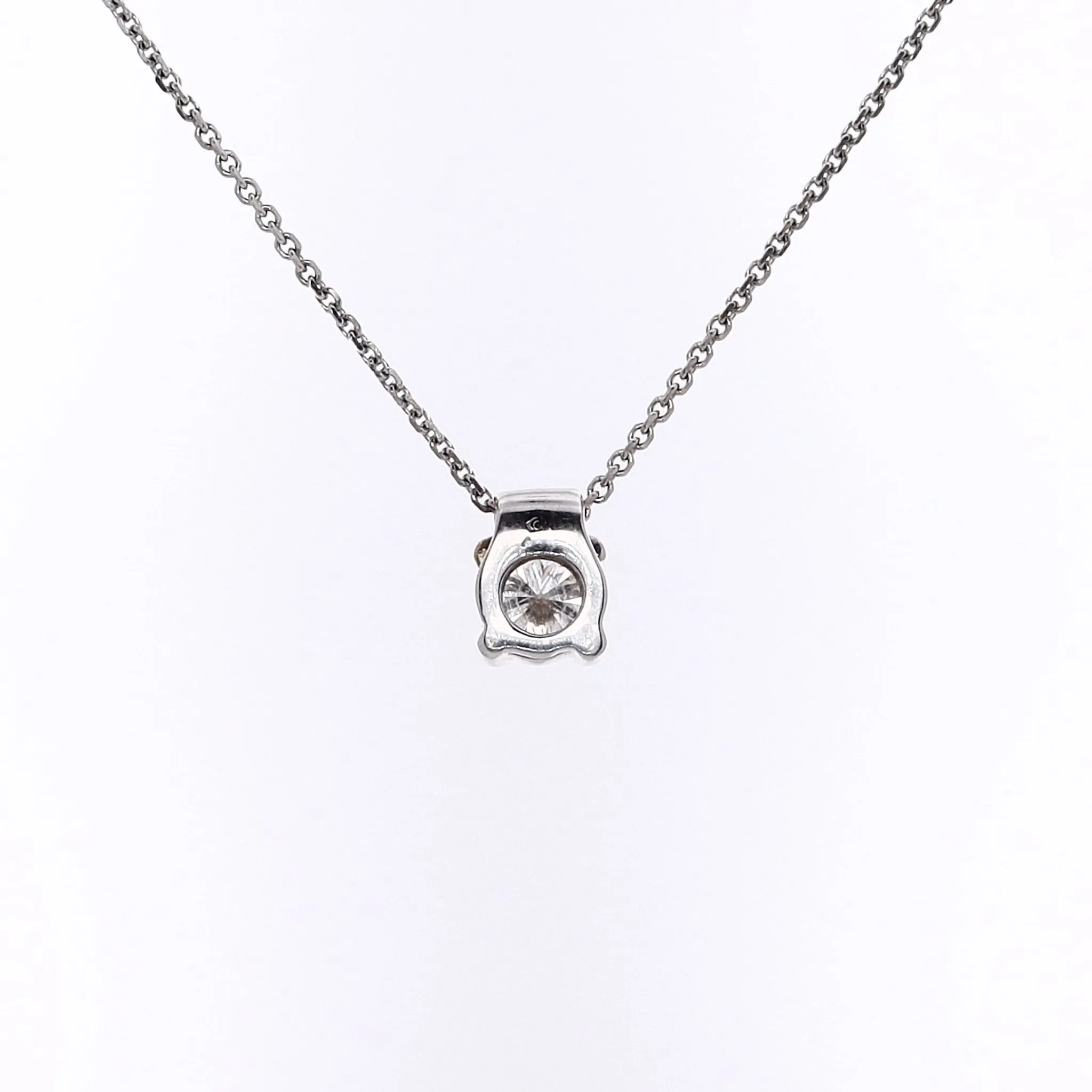 Estate 14kw Pendant Solitaire D.41ct KSI2 4 Prong 16" Cable Chain