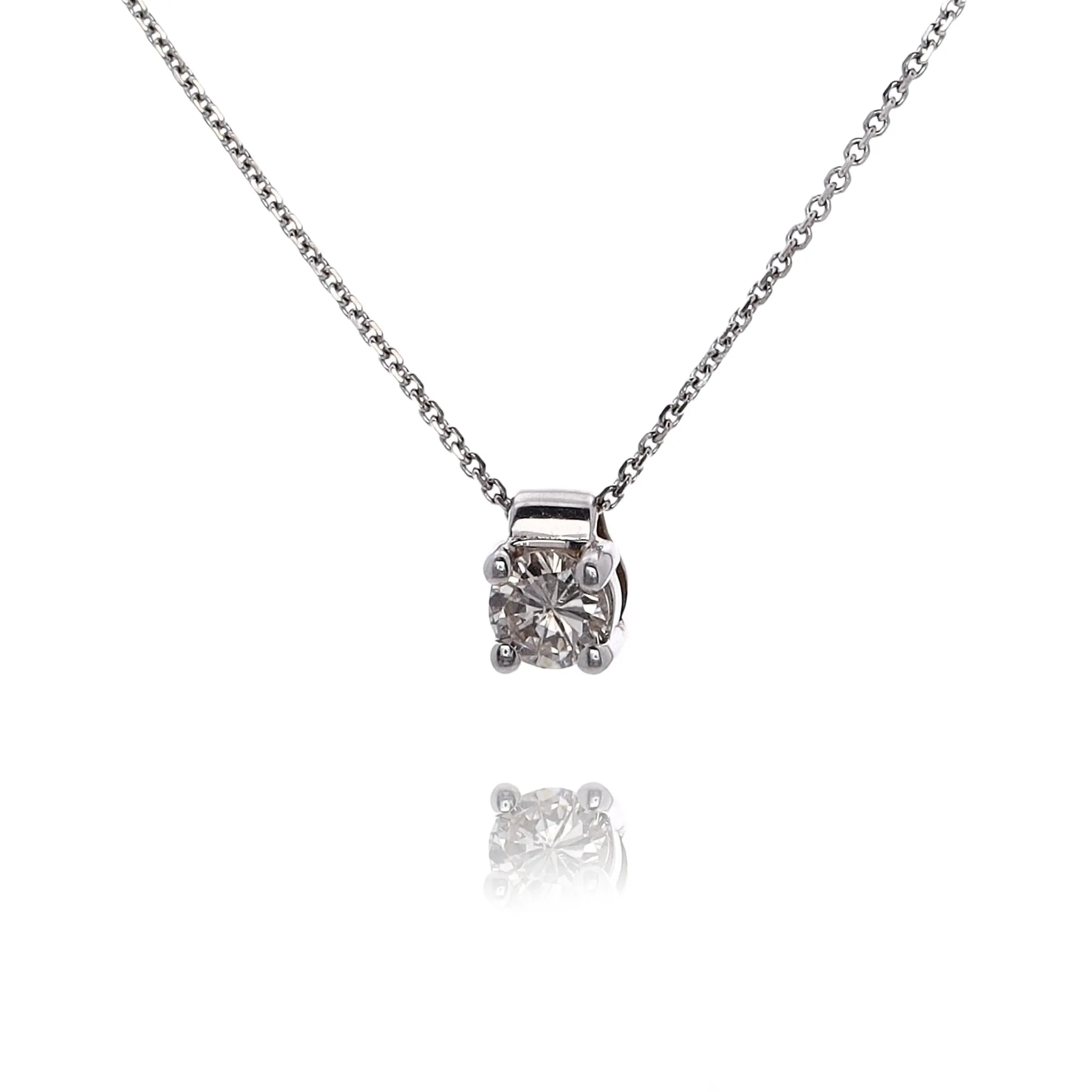 Estate 14kw Pendant Solitaire D.41ct KSI2 4 Prong 16" Cable Chain 
