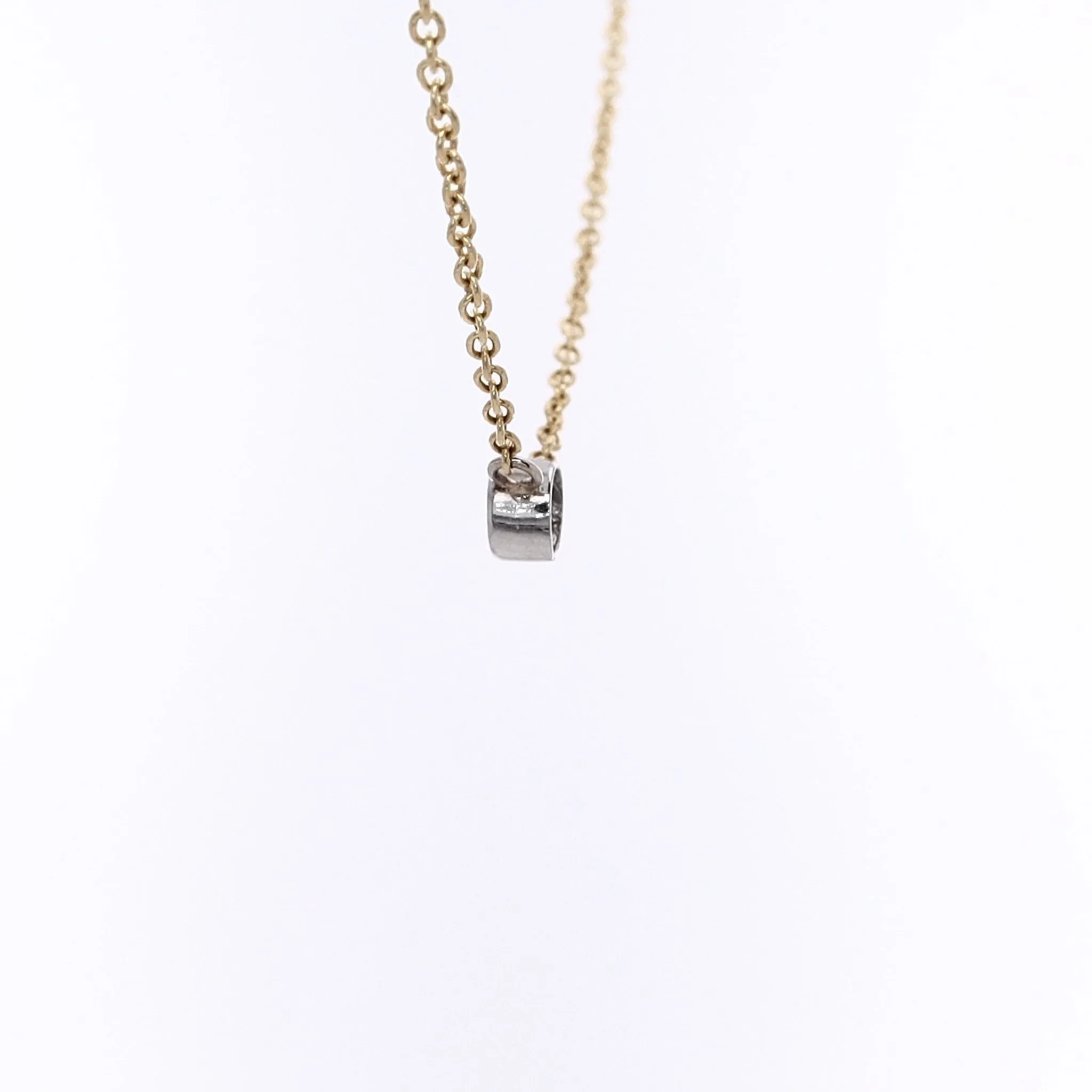 Estate Platinum and 18 Karat Yellow Gold Diamond Pendant Necklace