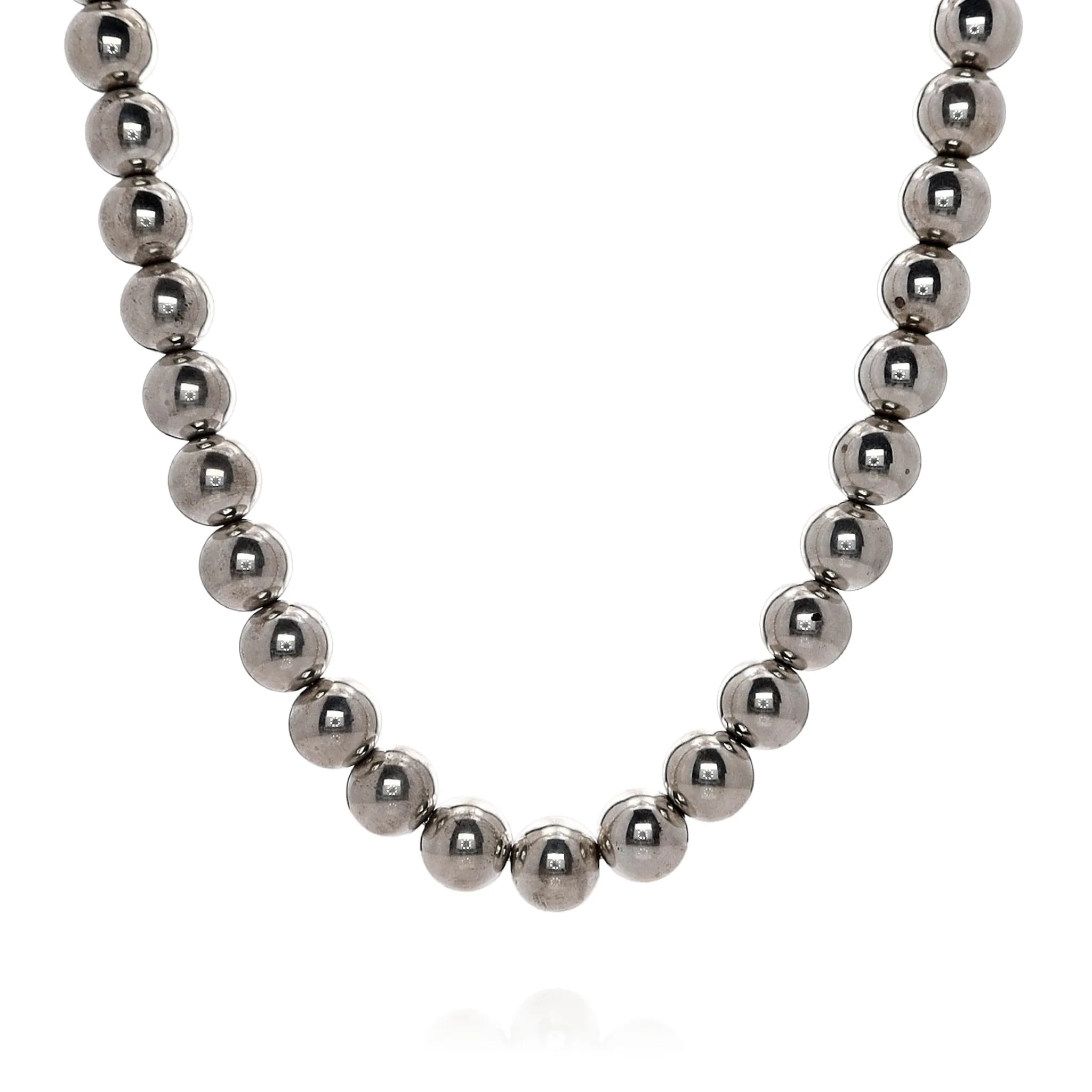 Estate Tiffany & Co Sterling Silver 18" Polished Bead Necklace 