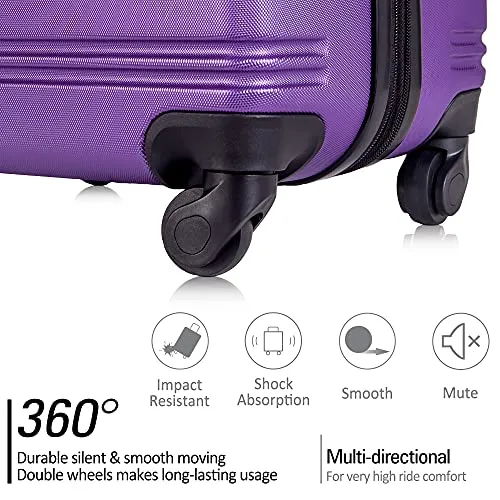 Expandable 3 Piece Luggage Sets Hardside Durable Suitcase with Spinner Wheels TSA Lock, 3 Pcs Carry On Case Travel Home Outdoor School Lightweight Trolley Case ( 20" 24" 28" Purple)