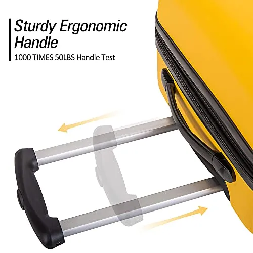 Expandable 3 Piece Luggage Sets Hardside Durable Suitcase with Spinner Wheels TSA Lock, 3 Pcs Carry On Case Travel Home Outdoor School Lightweight Trolley Case ( 20" 24" 28" Yellow)