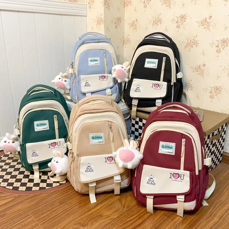 Fashion schoolbags for men and women with contrasting letters 