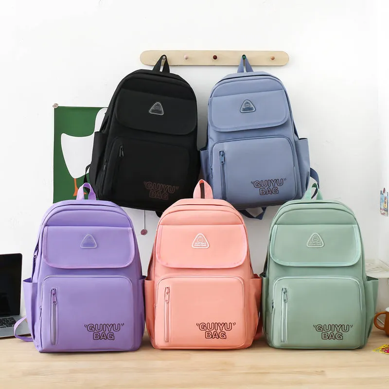 Fashionable solid color simple large capacity backpack 