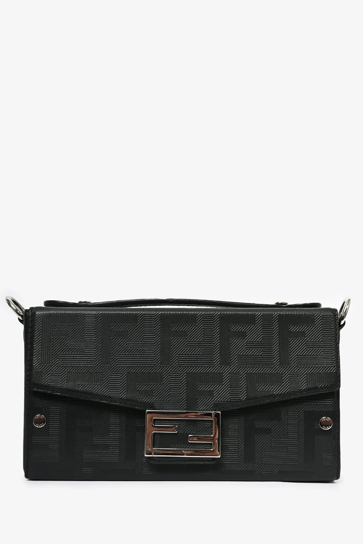 Fendi 2024 Black Leather Baguette Soft Trunk Crossbody handbags bulk sale