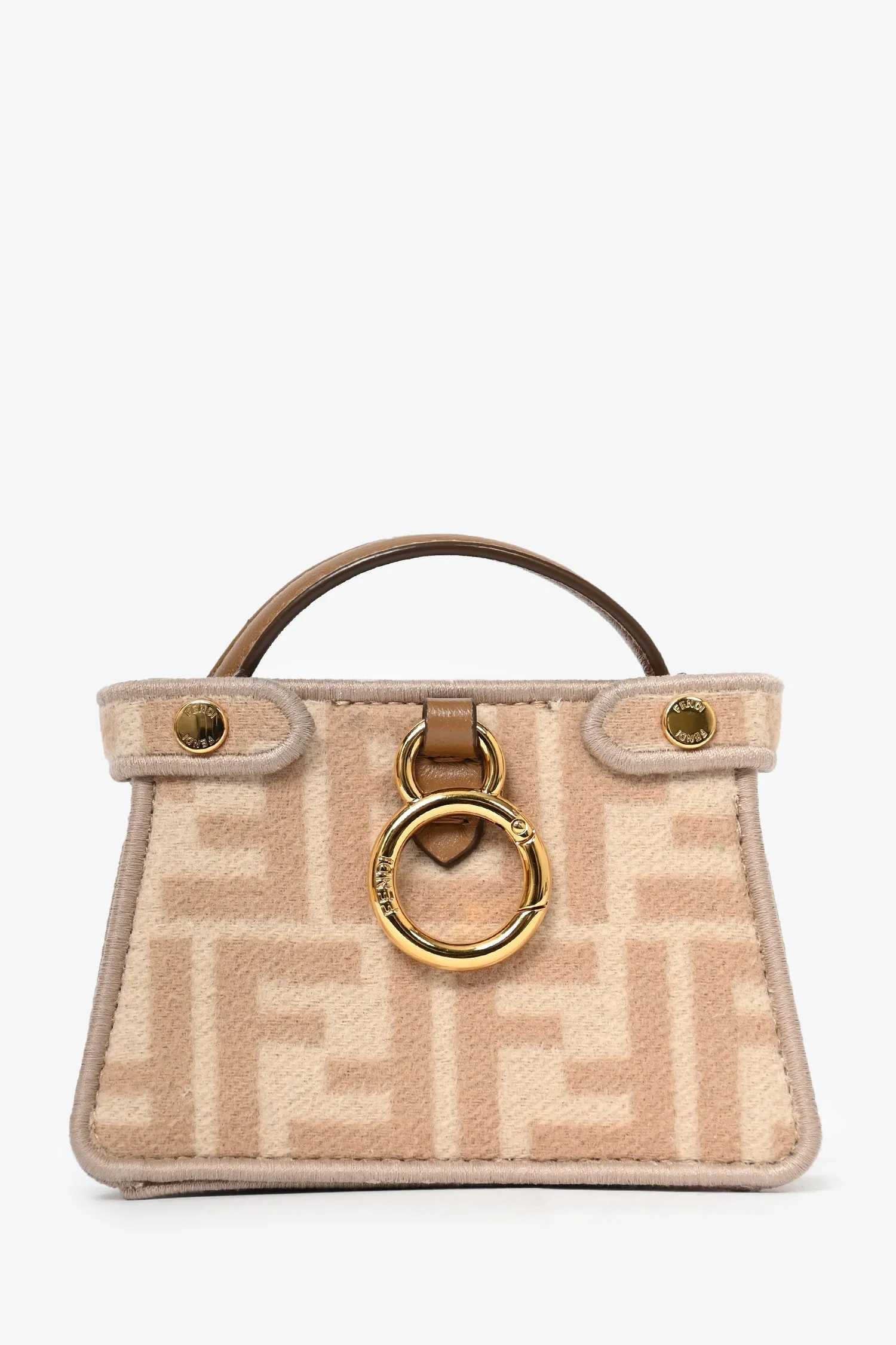 Fendi Beige FF Embroidered Peekaboo Bag Charm handbags bulk sale