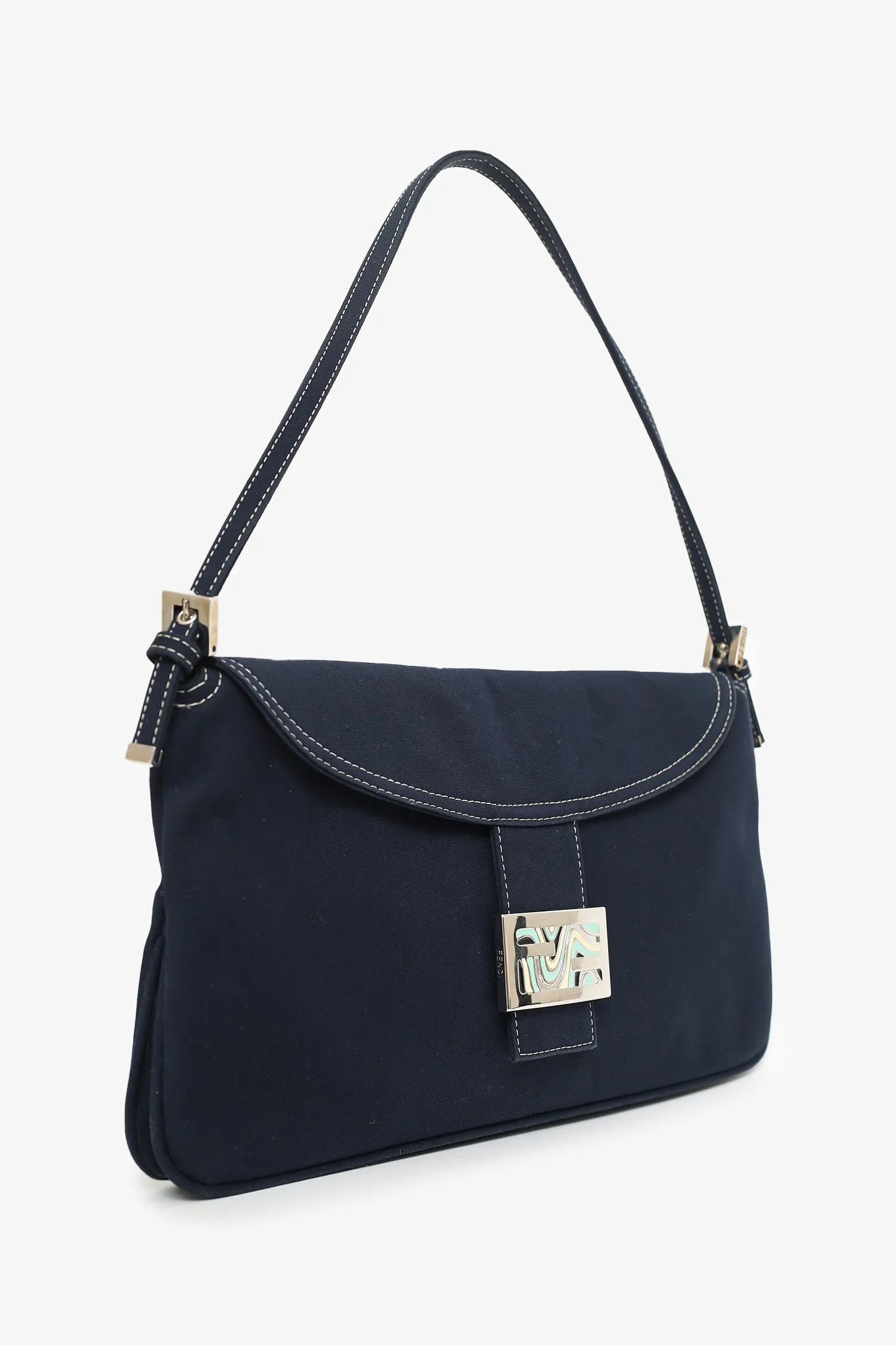 Fendi Navy Canvas Mama Baguette