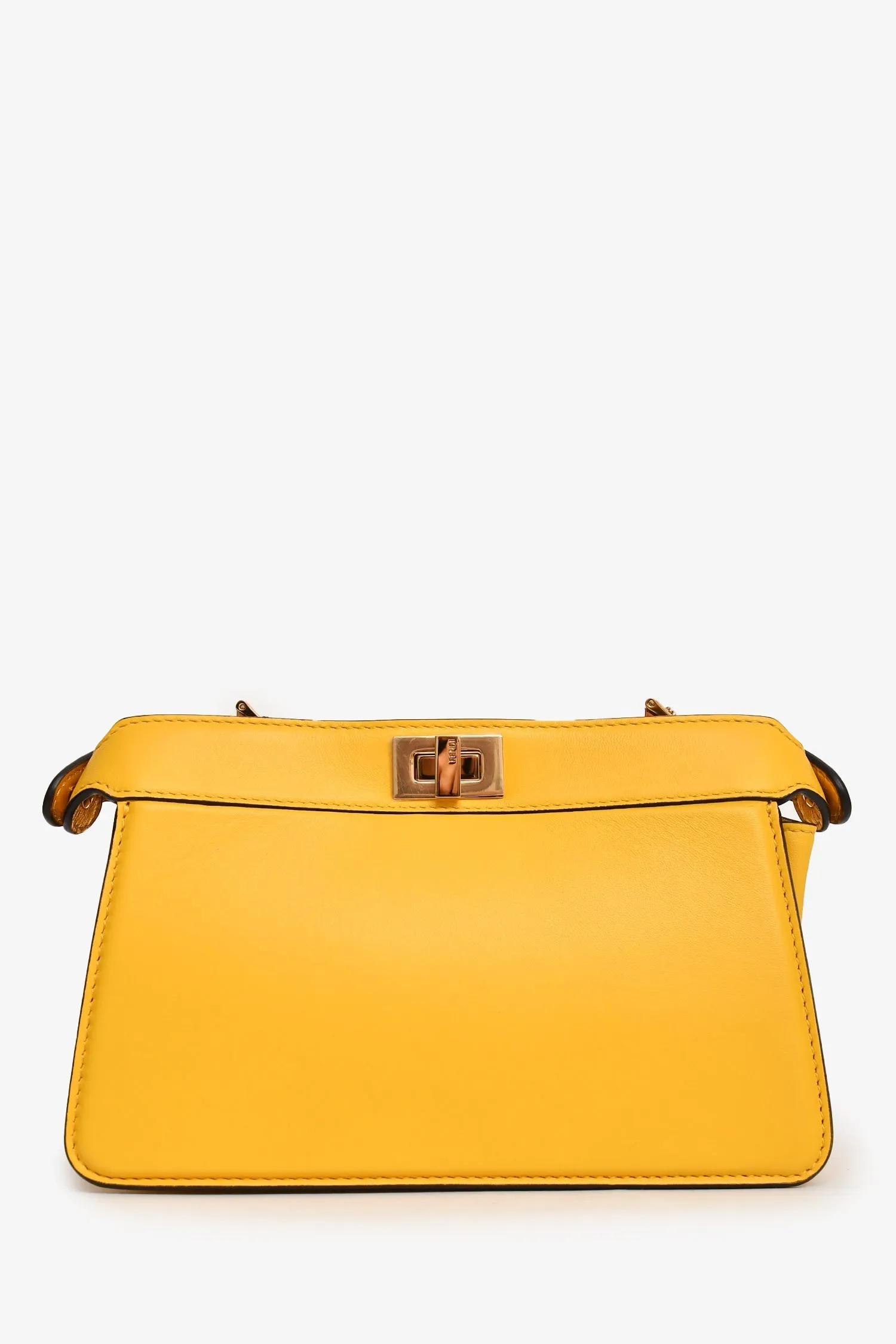 Fendi Yellow Leather Peekaboo ISEEU Mini East West Crossbody Bag handbags bulk sale