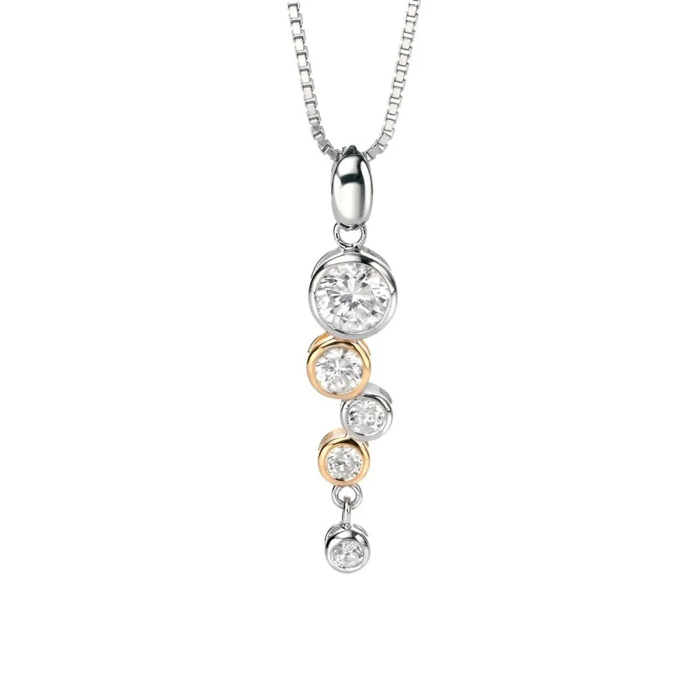 Fiorelli Silver and Gold Tone Waterfall Pendant & Chain P3457C 