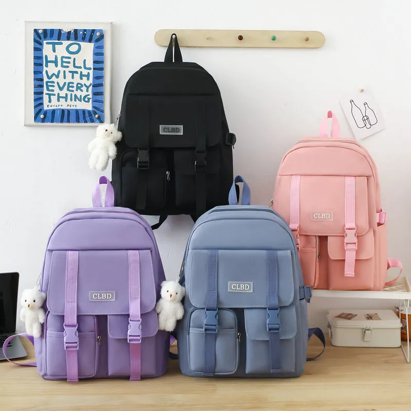 Five piece backpack large capacity school bag 