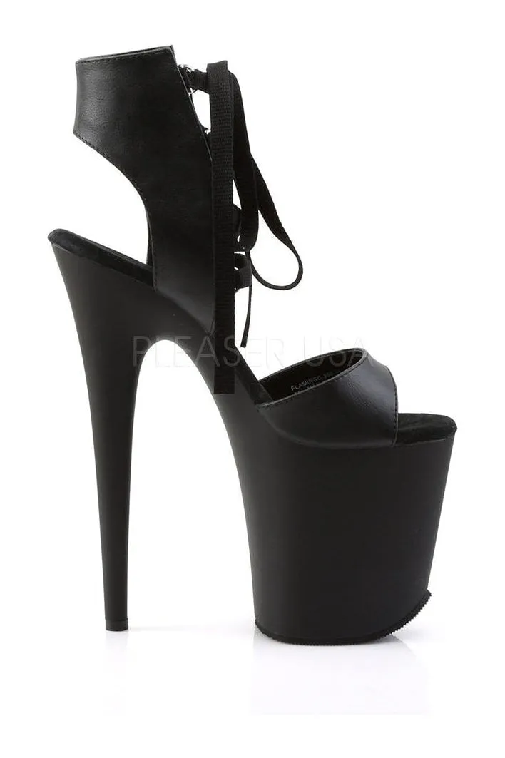 FLAMINGO-800-14 Platform Sandal  | Black Faux Leather