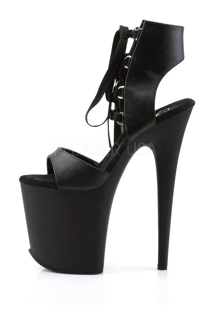 FLAMINGO-800-14 Platform Sandal  | Black Faux Leather