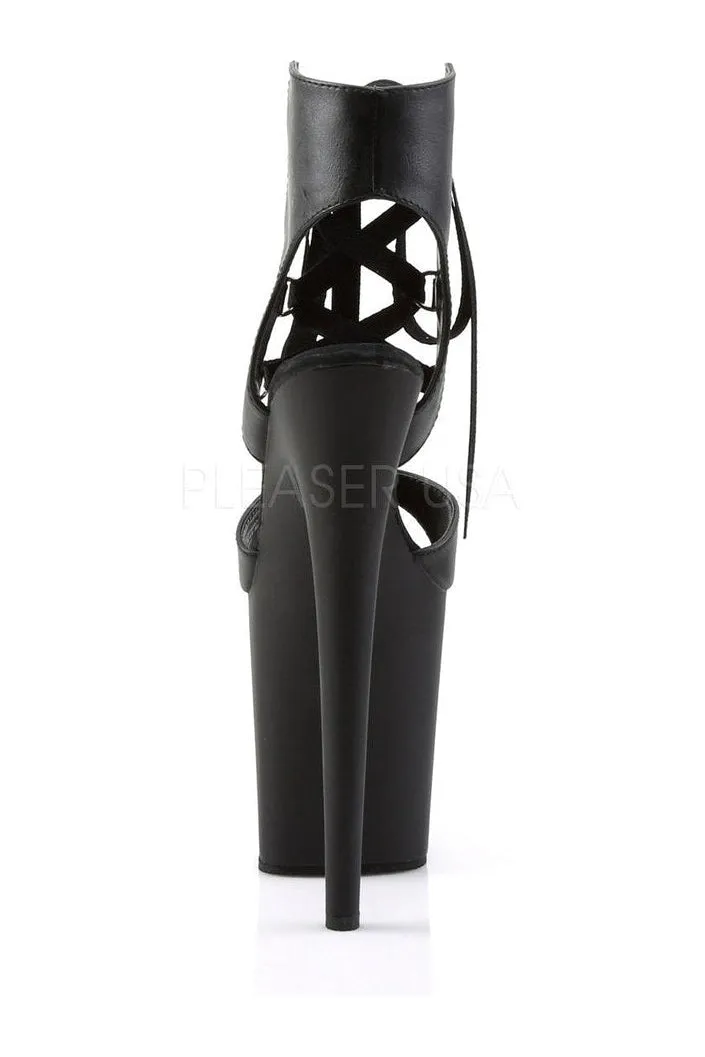 FLAMINGO-800-14 Platform Sandal  | Black Faux Leather
