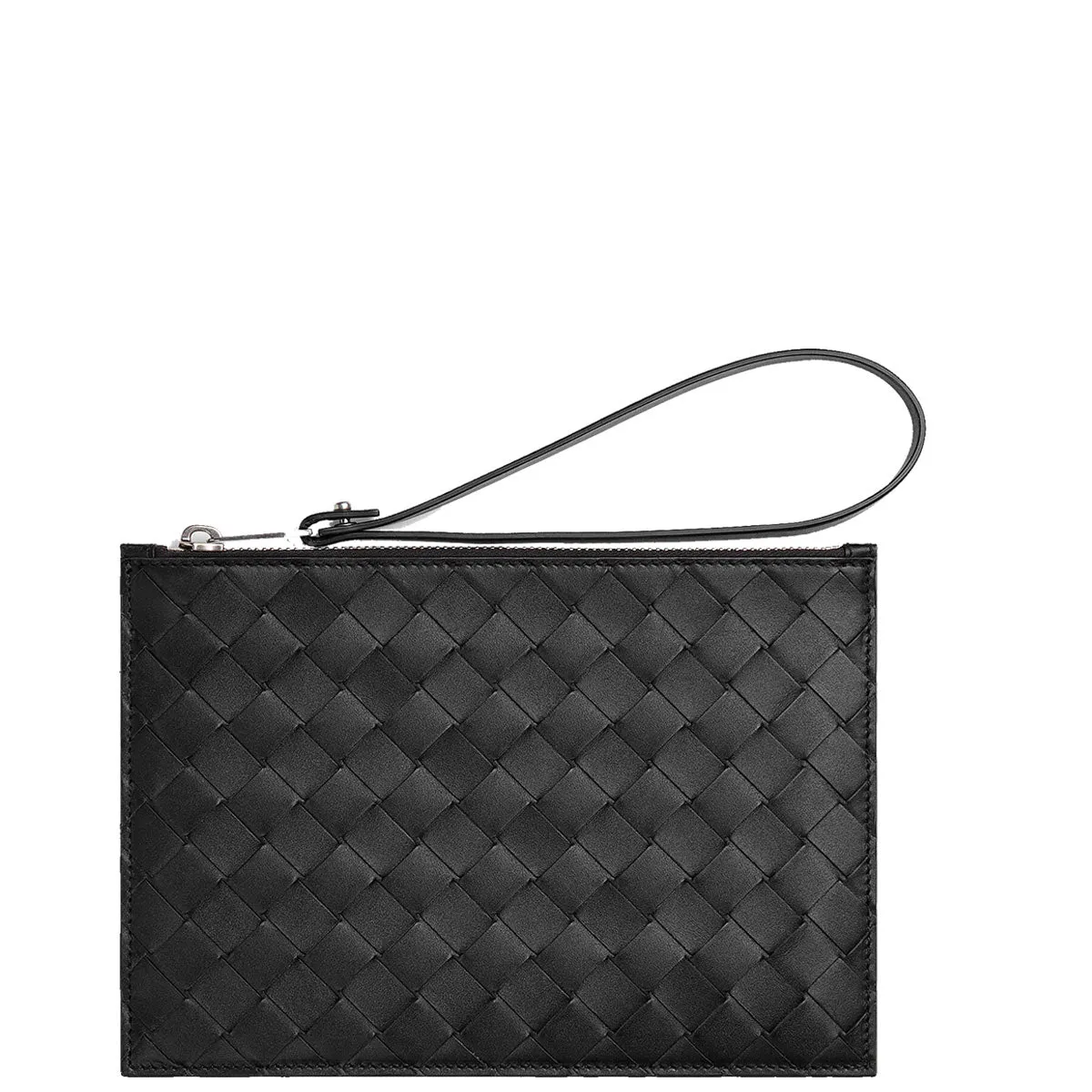 Flat Wristlet Pouch Intrecciato, Black clutches Pouches buy online