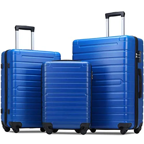 Flieks Luggage Sets 3 Piece Spinner Suitcase with TSA Lock Lightweight 20 24 28 inch (Elegant Blue) mega luggage savings