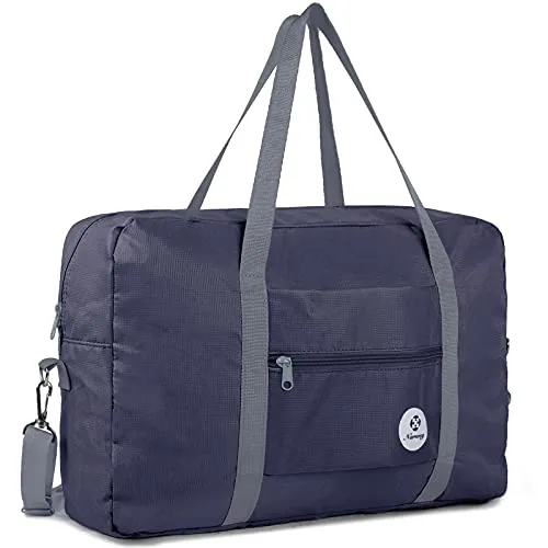 For Spirit Airlines Foldable Travel Duffel Bag Tote Carry on Luggage Sport Duffle Weekender Overnight for Women and Girls (3112 Dark Blue ( with Shoulder Strap)) mega luggage savings