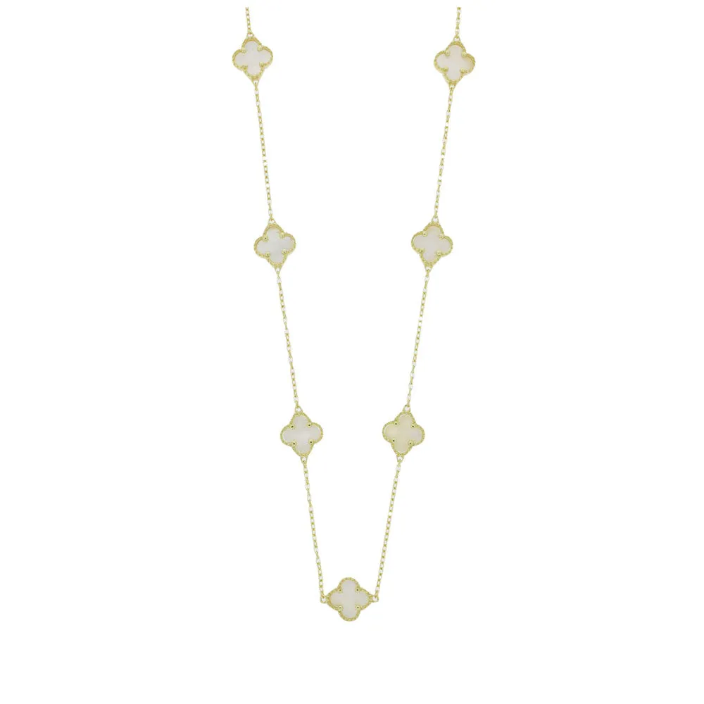 Four Leaf Clover Gold Plated Mother of Pearl Necklace GVL013 