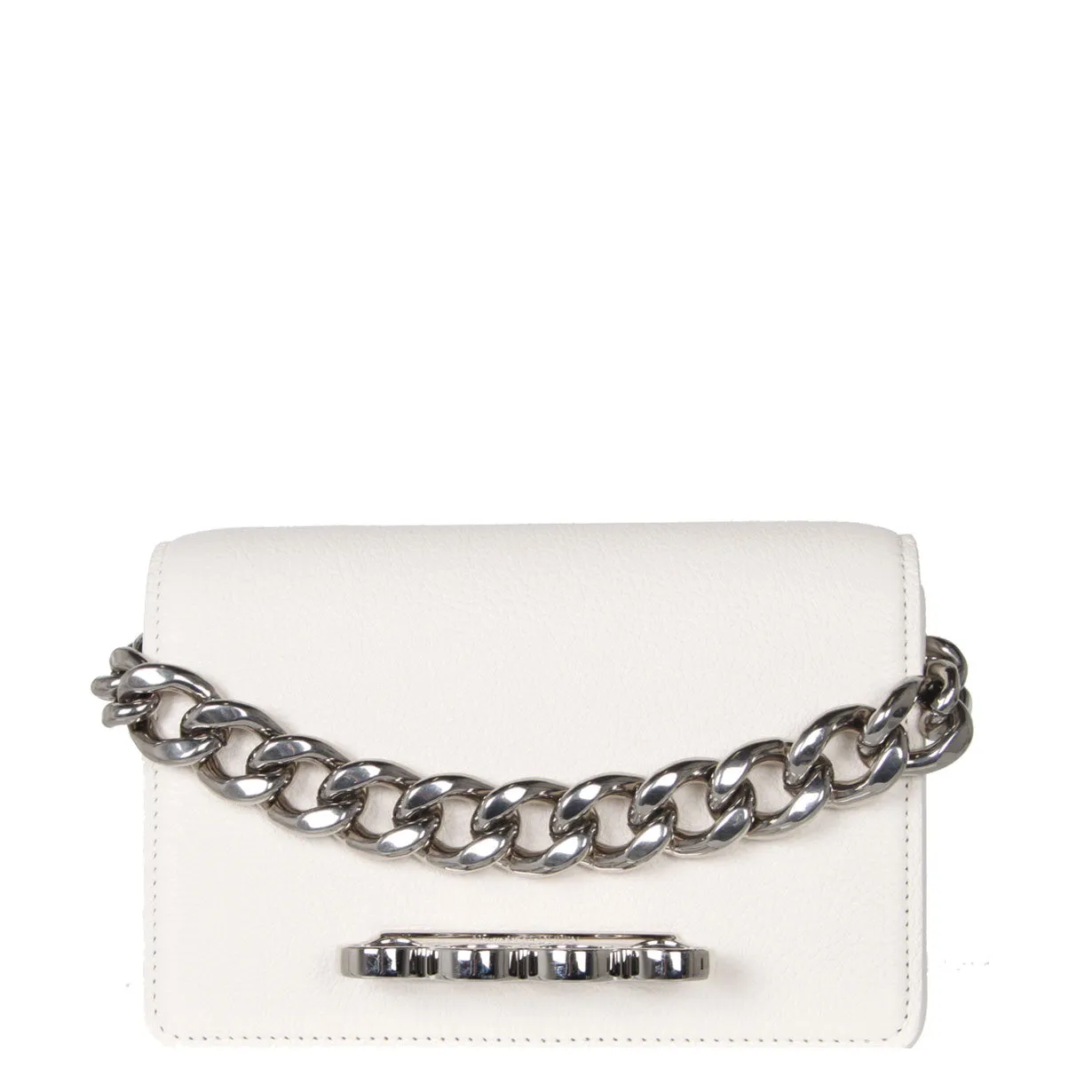 Four Ring Mini Chain Satchel Grained, Soft Ivory (S) clutches Pouches buy online