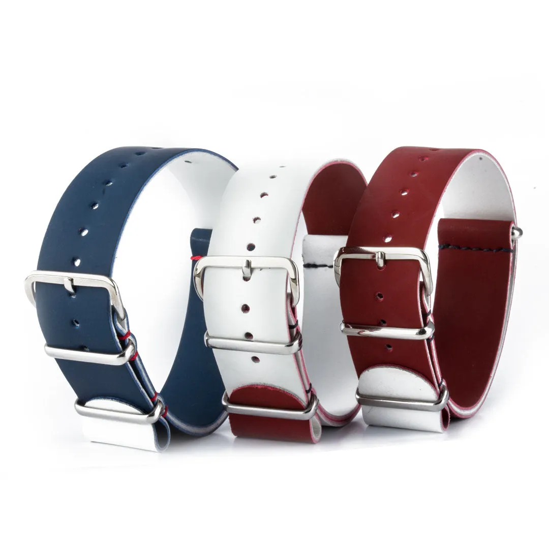 French soccer team Pack - 3x Rubber calf NATO strap (blue, white, red)