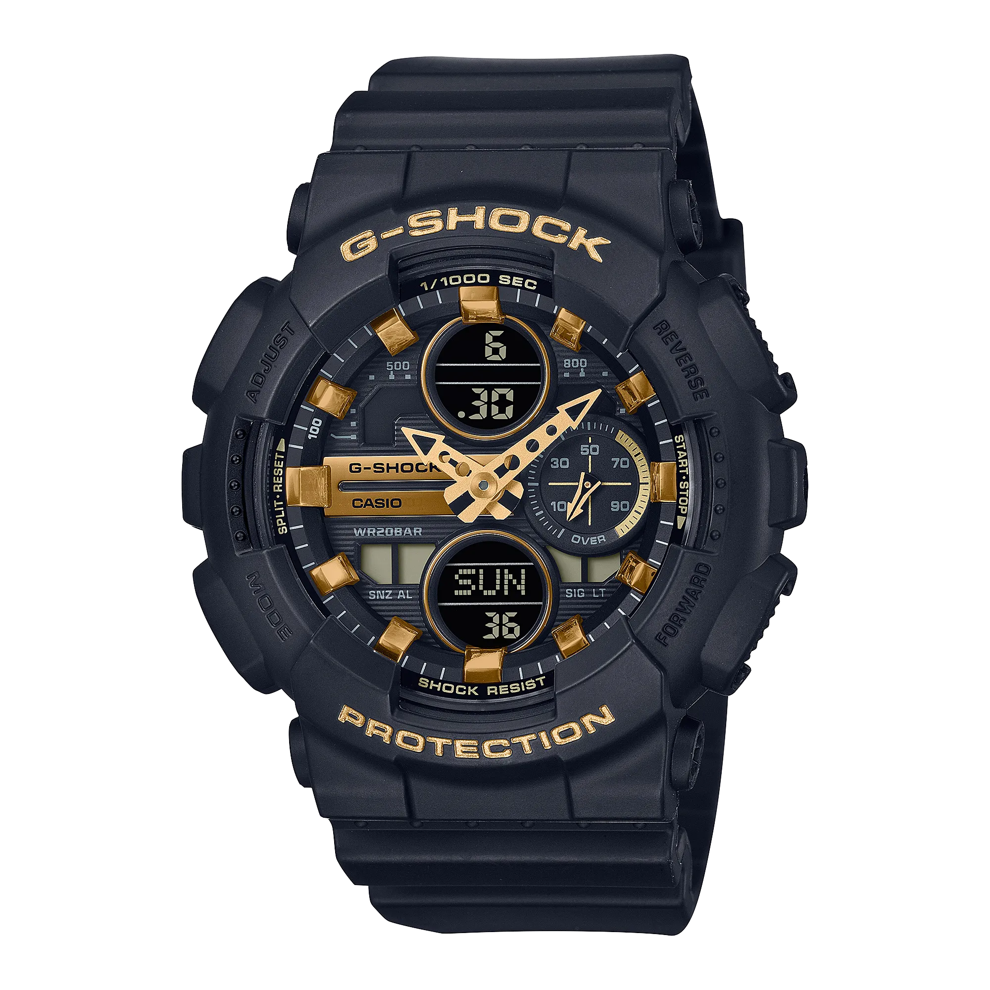 G-Shock Analog Digital DUO Mid Size Black Resin Band Watch GMAS140M-1A 
