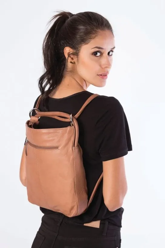 GABEE Indiana Mini Leather Convertible Handbag Backpack/Shoulder Bag
