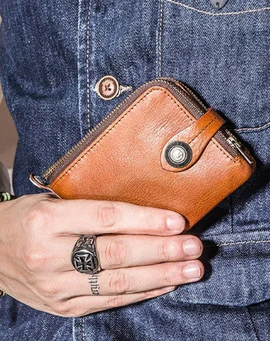 Genuine leather billfold Wallet on sale men zip multi cards vintage Wallet on sale for men