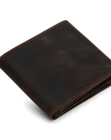 Genuine Leather Mens Wallet on sale Cool billfold Slim Bifold Wallet on sale Card Wallet on sale Purse for Mens