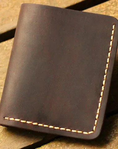 Genuine Leather Wallet on sale Handmade Folded billfold Wallet on sale Slim Wallet on sale For Men