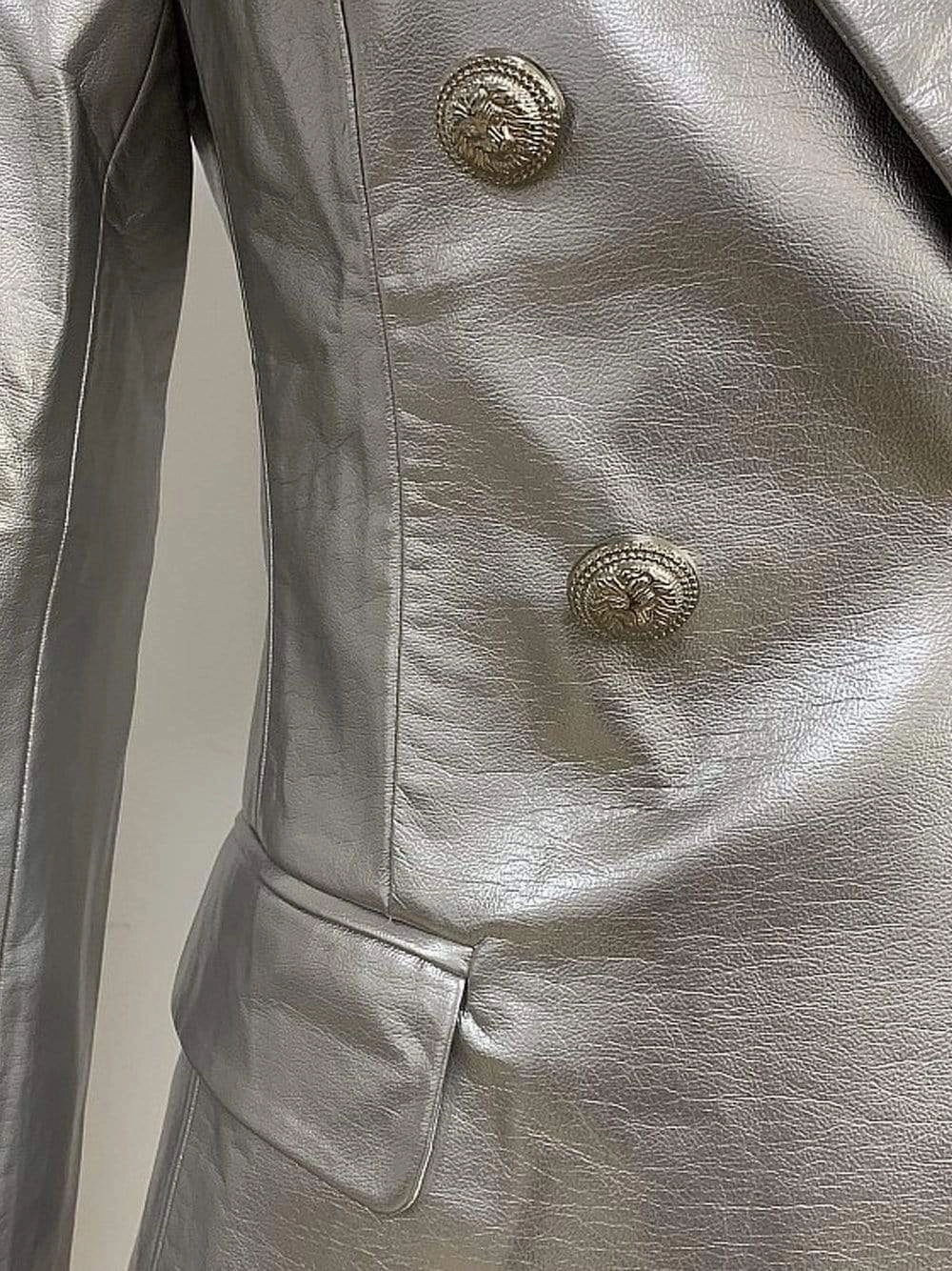 GF Double-Breasted Leather in Silver