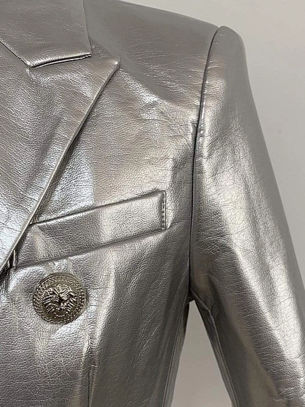GF Double-Breasted Leather in Silver