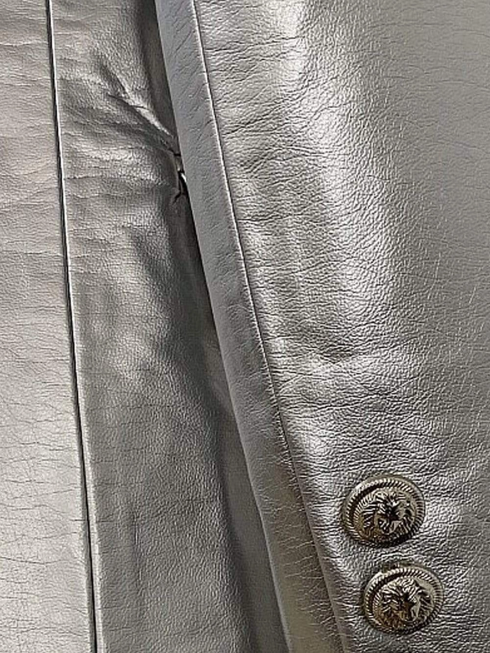 GF Double-Breasted Leather in Silver