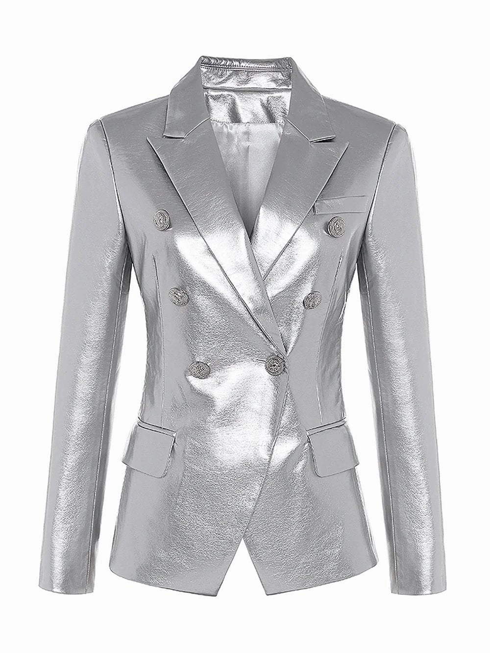 GF Double-Breasted Leather in Silver